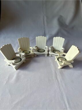 Vintage 2005 Kate Aspen Miniature Adirondack Chair Tealight Holders - Set of 5